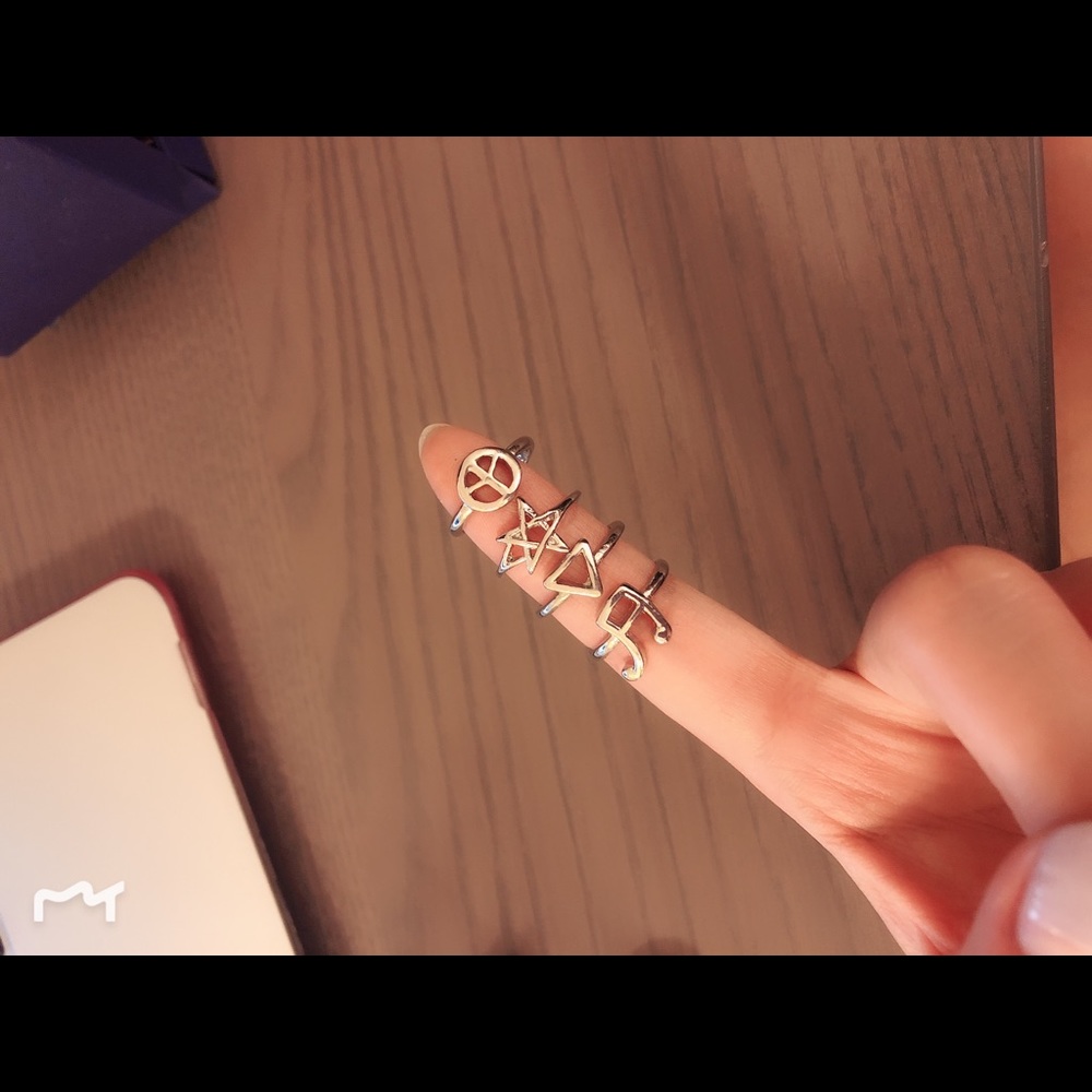 Set of four rings silver size 6